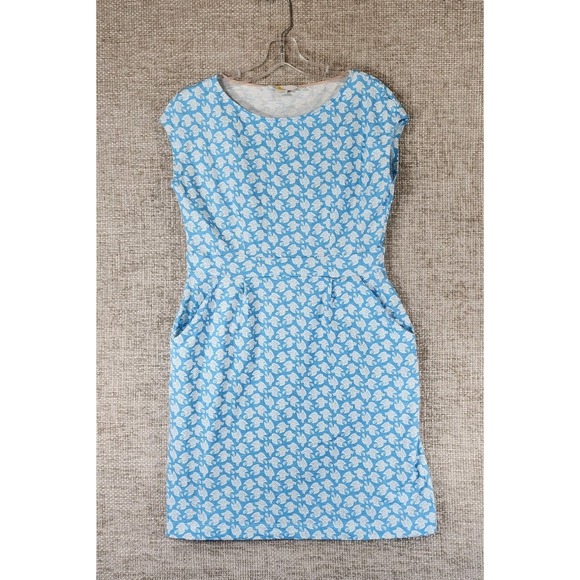 Boden Dresses & Skirts - BODEN Blue White Florrie Dove Bird Print Dress Womens 10P Pockets Stretch Knit